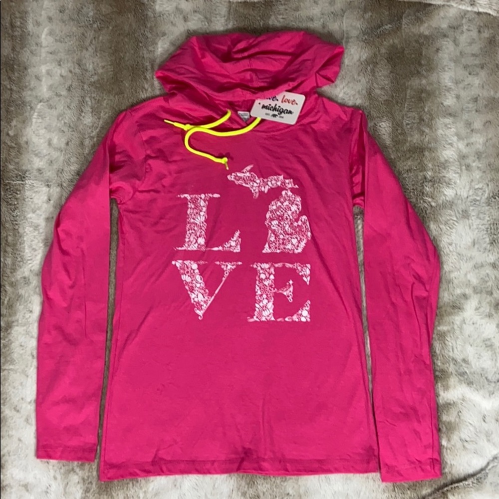 Michigan Love long sleeve hooded t shirt